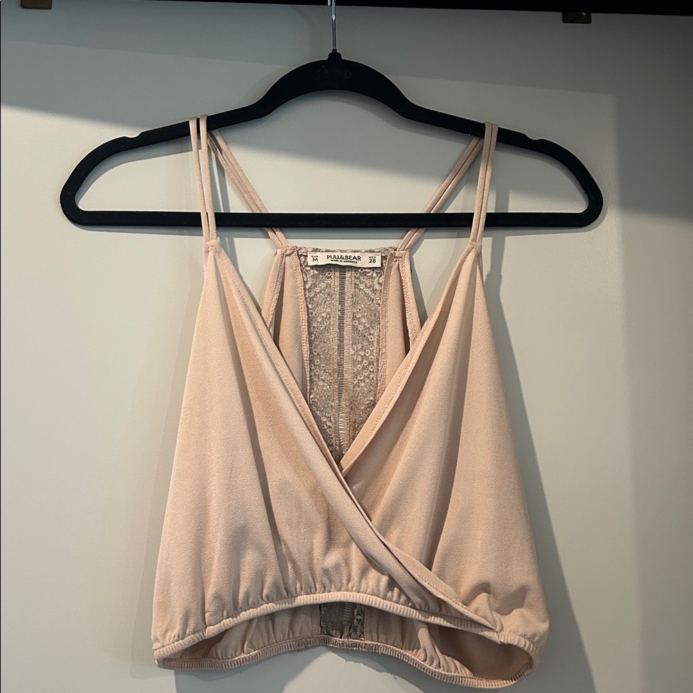 Pull&Bear Cream Wrap Crop Top
